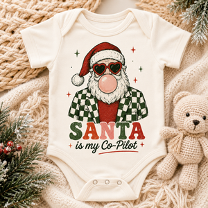 Kids Christmas Shirt, Santa Is My Co Pilot Tee, Baby Christmas Bodysuit, Toddler Christmas Shirt, Retro Santa Holiday Outfit