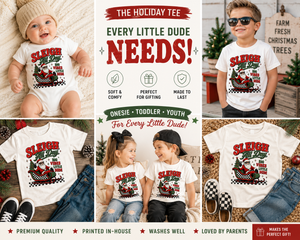 Kids Christmas Shirt, Sleigh All Day Santa Tee, Toddler Christmas Shirt, Baby Christmas Bodysuit, Little Dude Holiday Outfit