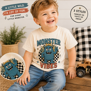 Monster Vibes Shirt, Cute Monster Shirt, Toddler Graphic Tee, Baby Monster Bodysuit, Retro Kids Shirt, Funny Monster Tee, Toddler Outfit