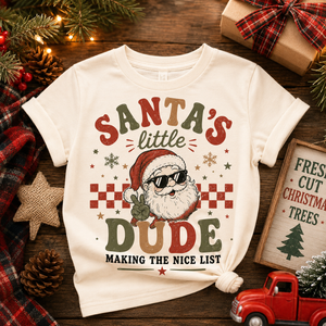Santa's Little Dude Shirt, Toddler Christmas Shirt, Baby Christmas Bodysuit, Funny Santa Shirt, Retro Christmas Tee, Kids Holiday Outfit, Christmas Gift