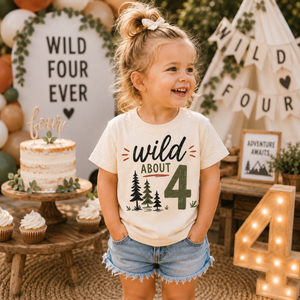 4th Birthday Shirt Boy, Wild About Four Birthday Shirt, 4 Year Old Boy Shirt, Toddler 4th Birthday Outfit, Fourth Birthday Tee