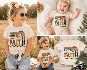 Christian Kids Shirt, Raised on Faith Shirt, Toddler Christian Tee, Baby Christian Bodysuit, Faith Based Kids Shirt, Christian Gift
