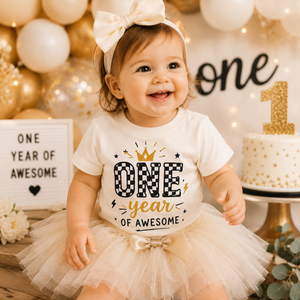 One Year of Awesome First Birthday Shirt, First Birthday Outfit, Cake Smash Shirt, Birthday Boy Tee, Birthday Girl Outfit, One Year Old Shirt