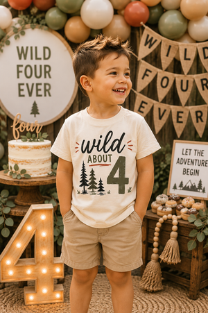4th Birthday Shirt Boy, Wild About Four Birthday Shirt, 4 Year Old Boy Shirt, Toddler 4th Birthday Outfit, Fourth Birthday Tee