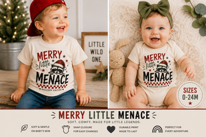 Merry Little Menace Shirt, Funny Christmas Baby Bodysuit, Raccoon Christmas Shirt, Toddler Christmas Outfit, Baby Holiday Shirt, First Christmas Gift