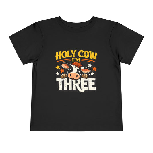 Holy Cow I'm Three Birthday Shirt, Cow 3rd Birthday Tee, Farm Animal Toddler Shirt, Cute Western Birthday Boy Girl Outfit Gift Top