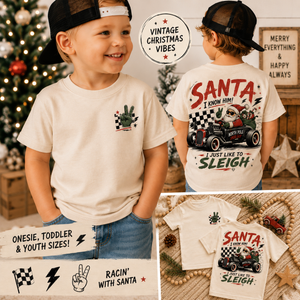 Santa I Know Him Shirt, Front Back Christmas Shirt, Funny Santa Shirt, Toddler Christmas Shirt, Baby Christmas Bodysuit, Retro Holiday Tee