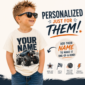 Personalized Monster Truck Shirt, Custom Name Monster Truck Tee, Monster Truck Birthday Shirt, Toddler Monster Truck Shirt, Kids Truck Shirt, Custom Gift