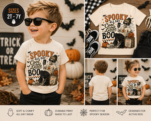 Spooky All Day Cool Little Boo Shirt, Halloween Toddler Shirt, Baby Halloween Bodysuit, Skeleton Halloween Shirt, Vintage Halloween Tee, Spooky Season Outfit
