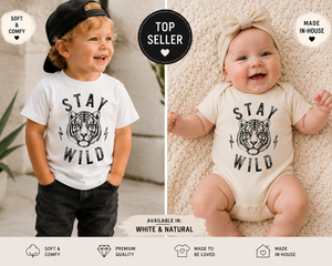 Stay Wild Tiger Shirt for Kids, Toddler Tiger Tee, Baby Tiger Bodysuit, Kids Animal Shirt, Wild Child Graphic Tee, Tiger Lover Gift