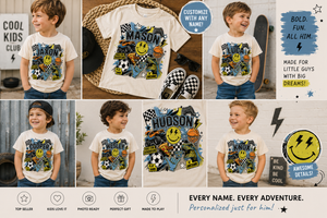 Personalized Boys Shirt, Custom Name Kids Shirt, Toddler Boy Graphic Tee, Personalized Dinosaur Shirt, Custom Birthday Gift for Boy