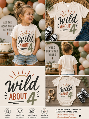 4th Birthday Shirt Boy, Wild About Four Shirt, 4 Year Old Birthday Tee, Boys Fourth Birthday Outfit, Toddler Birthday Shirt