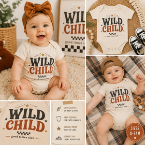 Wild Child Shirt, Wild Child Bodysuit, Western Baby Outfit, Toddler Graphic Tee, Cowboy Baby Clothes, Retro Kids Shirt, Boho Baby Gift