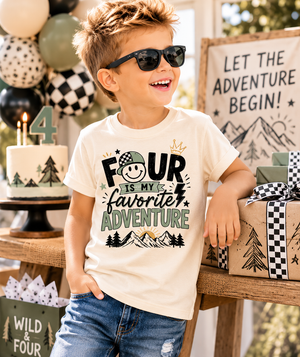 4th Birthday Shirt for Boys, Four Is My Favorite Adventure Shirt, 4 Year Old Birthday Outfit, Outdoor Birthday Tee, Turning Four Shirt