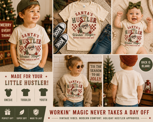 Santa's Little Hustler Shirt, Funny Christmas Shirt for Kids, Toddler Christmas Shirt, Retro Santa Tee, Baby Christmas Bodysuit, Holiday Outfit, Christmas Gift