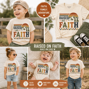 Christian Kids Shirt, Raised on Faith Shirt, Toddler Christian Tee, Baby Christian Bodysuit, Faith Based Kids Shirt, Christian Gift