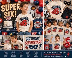 6th Birthday Shirt Boy, Super 6 Birthday Shirt, Superhero Birthday Tee, Boy Turning Six Shirt, 6 Year Old Birthday Outfit