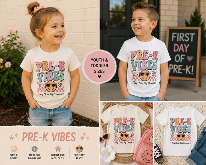Pre K Vibes Shirt, First Day of Pre K Shirt, Preschool Shirt, Back to School Shirt, Toddler School Shirt, Pre K Outfit, Kids School Tee