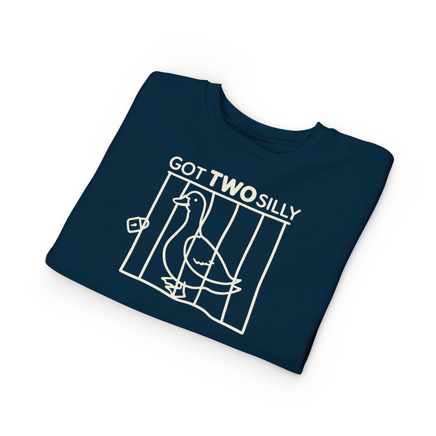 Toddler Sweatshirt — "Got Two Silly" Cute Duck Graphic Pullover