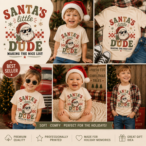 Santa's Little Dude Shirt, Toddler Christmas Shirt, Baby Christmas Bodysuit, Funny Santa Shirt, Retro Christmas Tee, Kids Holiday Outfit, Christmas Gift