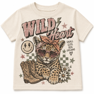 Leopard Shirt for Girls, Wild Heart Toddler Tee, Baby Leopard Bodysuit, Cowgirl Kids Shirt, Western Girl Outfit, Animal Lover Gift