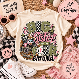 Big Sister Shirt, Monster Truck Sister Shirt, Big Sister of the Four Ever Wild, 4th Birthday Sibling Shirt, Matching Birthday Shirts