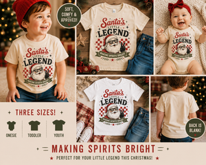 Santa's Little Legend Shirt, Toddler Christmas Shirt, Baby Christmas Bodysuit, Funny Santa Shirt, Retro Christmas Tee, Kids Holiday Outfit, Christmas Gift