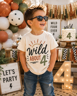 4th Birthday Shirt Boy, Wild About Four Shirt, 4 Year Old Birthday Tee, Boys Fourth Birthday Outfit, Toddler Birthday Shirt