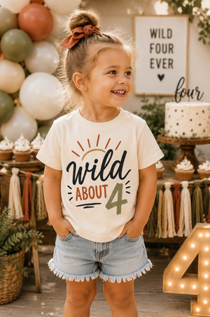 4th Birthday Shirt Boy, Wild About Four Shirt, 4 Year Old Birthday Tee, Boys Fourth Birthday Outfit, Toddler Birthday Shirt