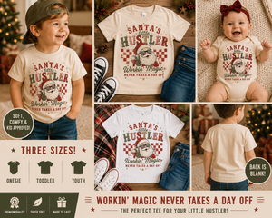 Santa's Little Hustler Shirt, Funny Christmas Shirt for Kids, Toddler Christmas Shirt, Retro Santa Tee, Baby Christmas Bodysuit, Holiday Outfit, Christmas Gift