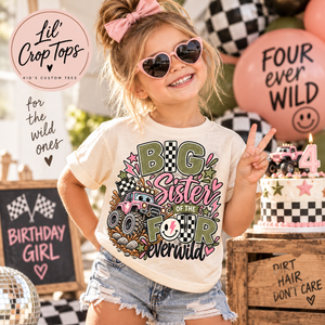 Big Sister Shirt, Monster Truck Sister Shirt, Big Sister of the Four Ever Wild, 4th Birthday Sibling Shirt, Matching Birthday Shirts