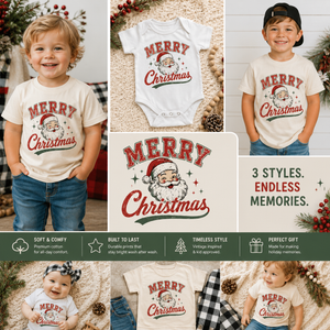 Vintage Merry Christmas Shirt, Santa Christmas Shirt, Baby Christmas Outfit, Toddler Christmas Tee, Retro Holiday Shirt, Kids Christmas Shirt