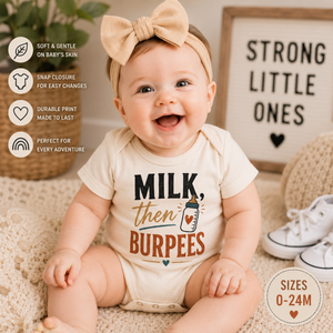 Milk Then Burpees Baby Bodysuit, Funny Baby Bodysuit, Newborn Outfit, Baby Shower Gift, Infant Bodysuit, Funny Baby Clothes, New Baby Gift