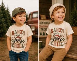 Santa Said Chill Shirt, Funny Reindeer Christmas Shirt, Toddler Christmas Shirt, Baby Christmas Bodysuit, Retro Christmas Tee, Kids Holiday Outfit