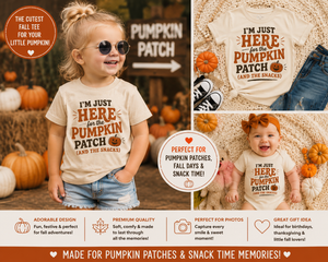 I'm Just Here for the Pumpkin Patch Shirt, Pumpkin Patch Outfit, Toddler Fall Shirt, Baby Pumpkin Bodysuit, Cute Autumn Shirt, Thanksgiving Kids Tee