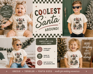 Kids Christmas Shirt, Cool Like Santa Shirt, Toddler Christmas Tee, Baby Christmas Bodysuit, Retro Santa Shirt for Boys Girls