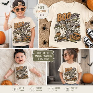 Kids Halloween Shirt, Boo Story Skeleton Tee, Toddler Halloween Shirt, Baby Halloween Bodysuit, Ghost Pumpkin Shirt, Retro Spooky Tee