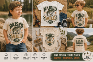 Raised Wild Fishing Shirt, Bass Fishing Shirt for Kids, Toddler Fishing Shirt, Baby Fishing Bodysuit, Outdoor Adventure Shirt, Camping Kids Tee