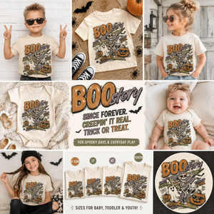 Kids Halloween Shirt, Boo Story Skeleton Tee, Toddler Halloween Shirt, Baby Halloween Bodysuit, Ghost Pumpkin Shirt, Retro Spooky Tee