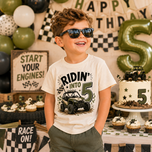 5th Birthday Boy Shirt, Ridin Into Five Shirt, Off Road Birthday Tee, Boy Turning 5 Shirt, 5 Year Old Birthday Outfit, UTV Party Shirt