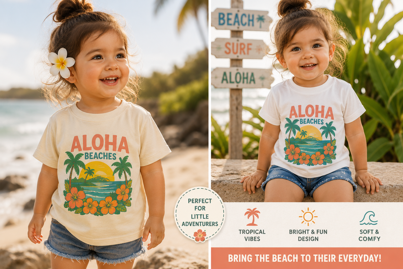 Lil Croptops Aloha Beaches tee promo