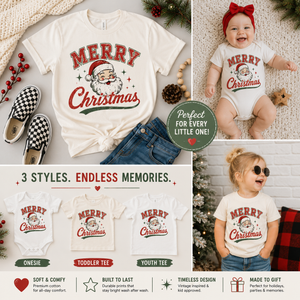 Vintage Merry Christmas Shirt, Santa Christmas Shirt, Baby Christmas Outfit, Toddler Christmas Tee, Retro Holiday Shirt, Kids Christmas Shirt