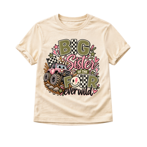 Big Sister Shirt, Monster Truck Sister Shirt, Big Sister of the Four Ever Wild, 4th Birthday Sibling Shirt, Matching Birthday Shirts
