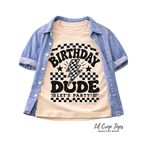 Birthday Shirt for Boys, Birthday Dude Toddler Tee, Kids Birthday Shirt, Checkered Birthday Outfit, Retro Birthday Boy Shirt