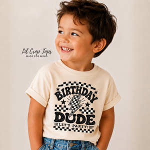 Birthday Shirt for Boys, Birthday Dude Toddler Tee, Kids Birthday Shirt, Checkered Birthday Outfit, Retro Birthday Boy Shirt