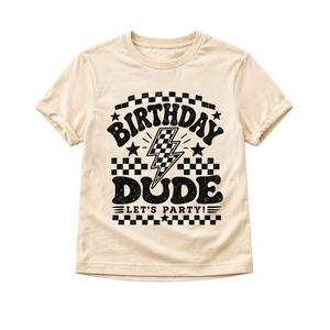 Birthday Shirt for Boys, Birthday Dude Toddler Tee, Kids Birthday Shirt, Checkered Birthday Outfit, Retro Birthday Boy Shirt