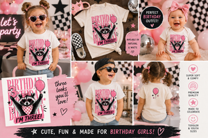 3rd Birthday Shirt Girl, I’m Three Birthday Shirt, Toddler Girl Birthday Tee, Raccoon Birthday Shirt, Third Birthday Outfit for Girls