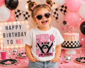 3rd Birthday Shirt Girl, I’m Three Birthday Shirt, Toddler Girl Birthday Tee, Raccoon Birthday Shirt, Third Birthday Outfit for Girls