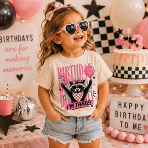 3rd Birthday Shirt Girl, I’m Three Birthday Shirt, Toddler Girl Birthday Tee, Raccoon Birthday Shirt, Third Birthday Outfit for Girls