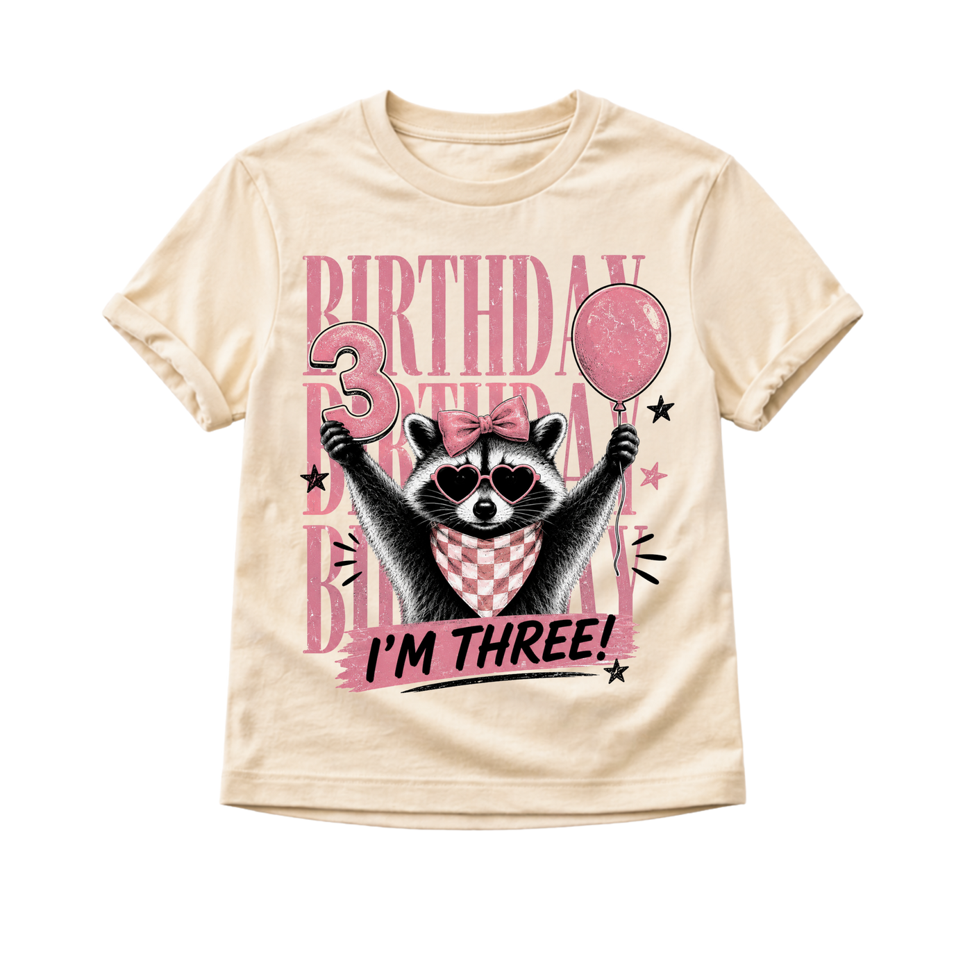 3rd Birthday Shirt Girl, I’m Three Birthday Shirt, Toddler Girl Birthday Tee, Raccoon Birthday Shirt, Third Birthday Outfit for Girls